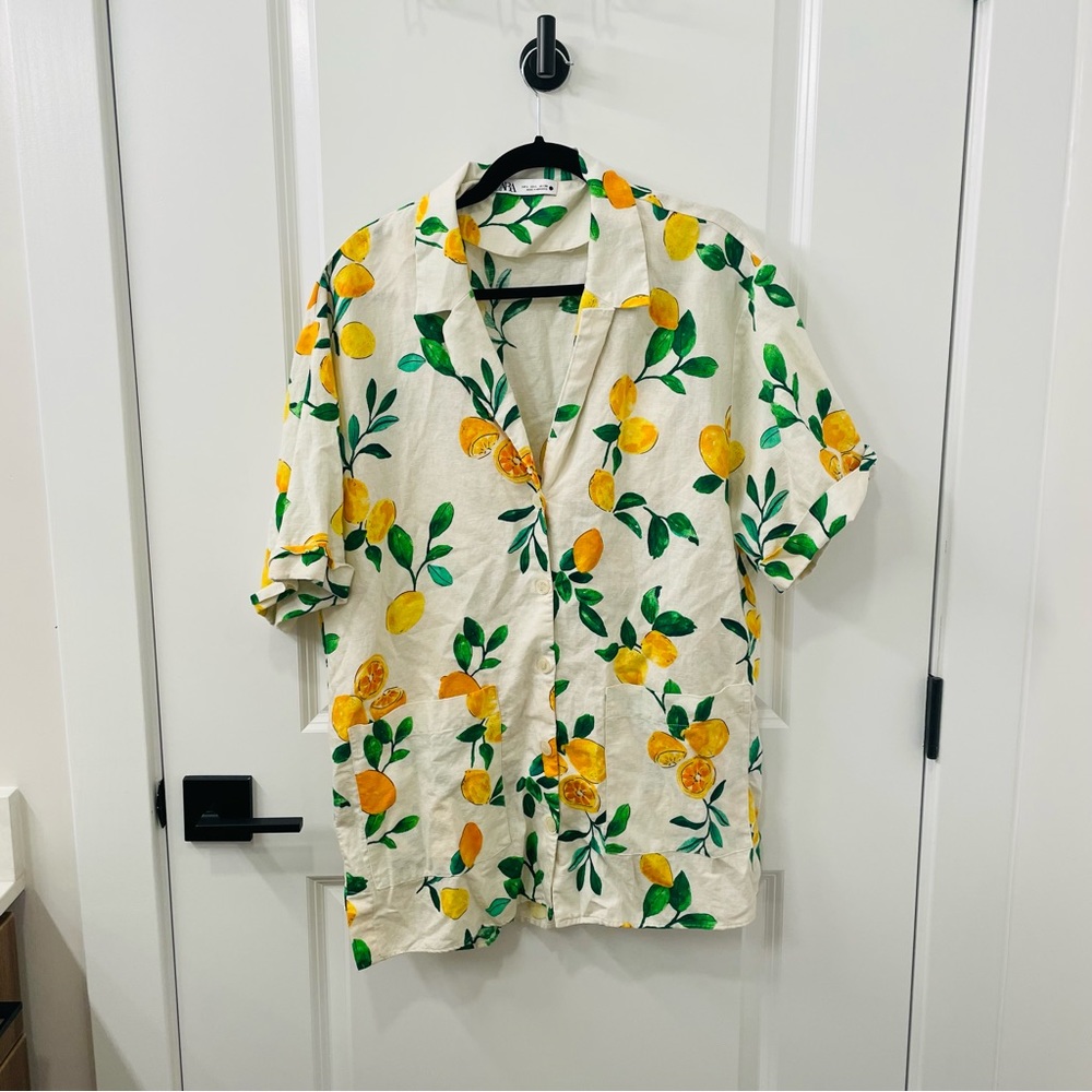 ZARA — LINEN BLEND PRINT DRESS
